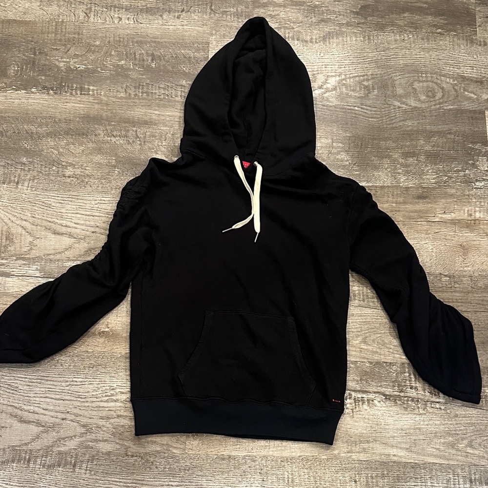 n:Philanthropy Small Black Women's Hoodie with Ruching on Sleeves